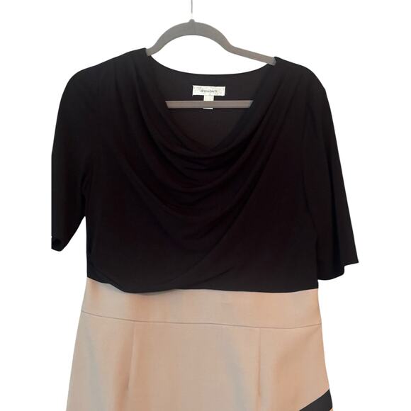 Dress Barn Career Office Dress 12 Short Sleeve Black Tan Lined Figure Flattering - Picture 9 of 9